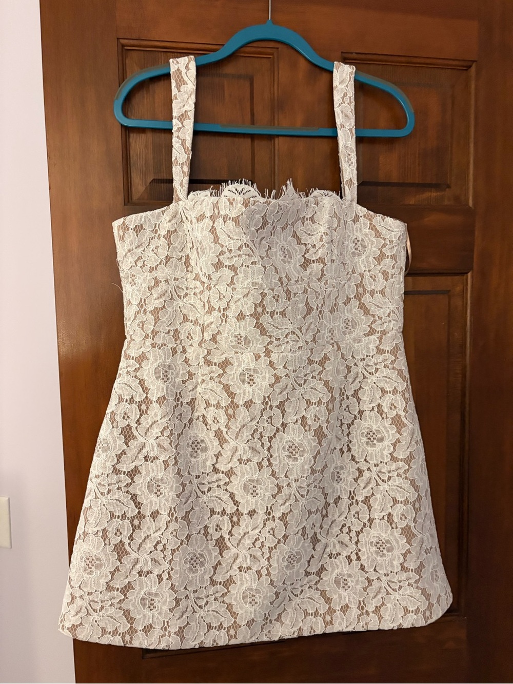 Club L London Ivory Floral Lace Slip Dress
